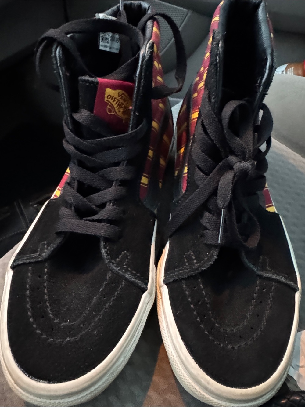 Vans Black & Burgundy High-Top Sneakers with Patterned Side Panels